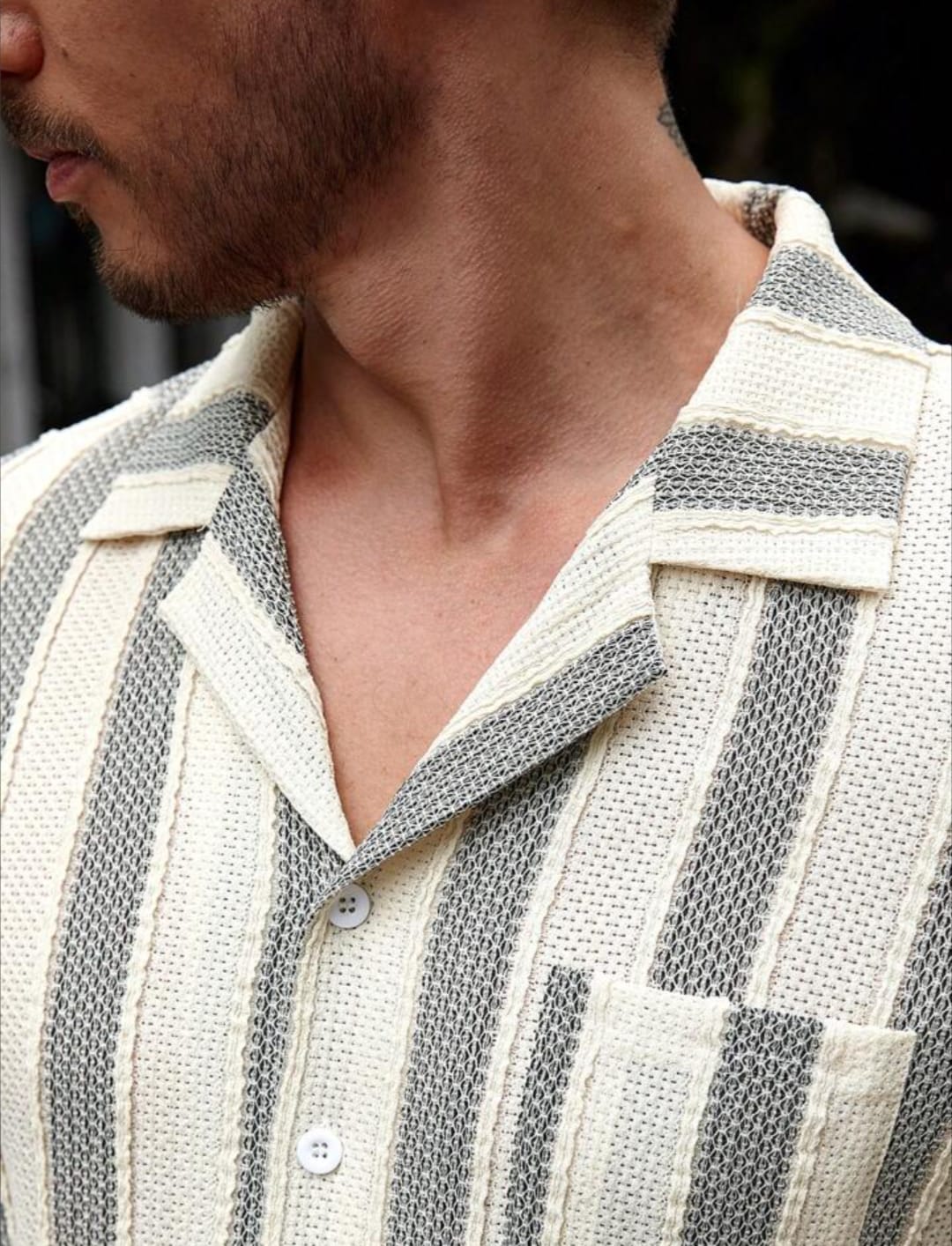 Men's Striped Short Sleeve Casual Romper